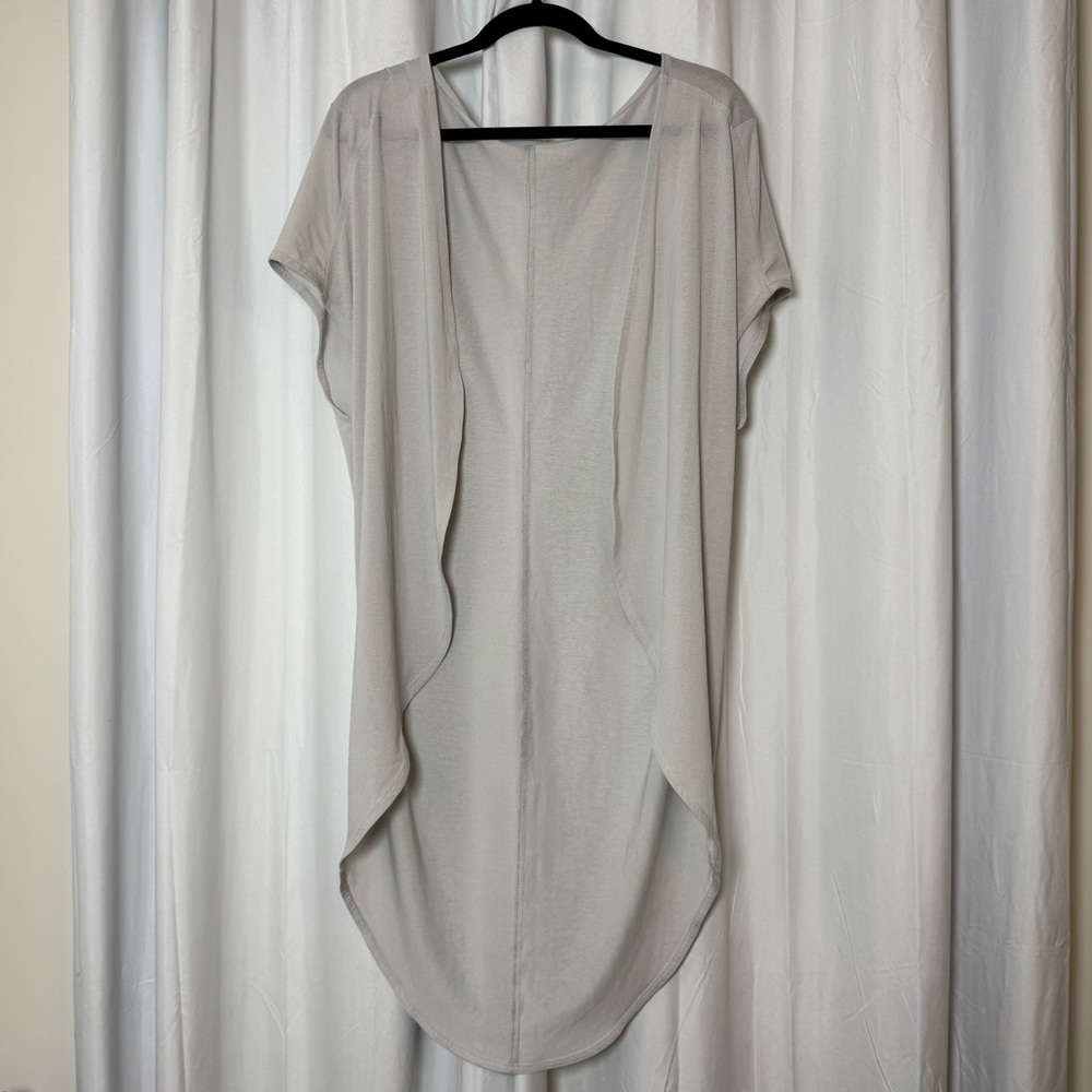 Lucy Mesh Open Cardigan Gray Lightweight Athleisure Layer L XL - Picture 2 of 9